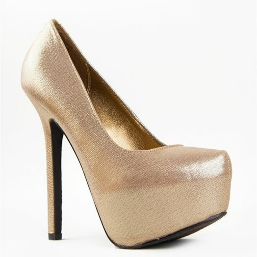 Breckelle' Marisa gold platform stilettos